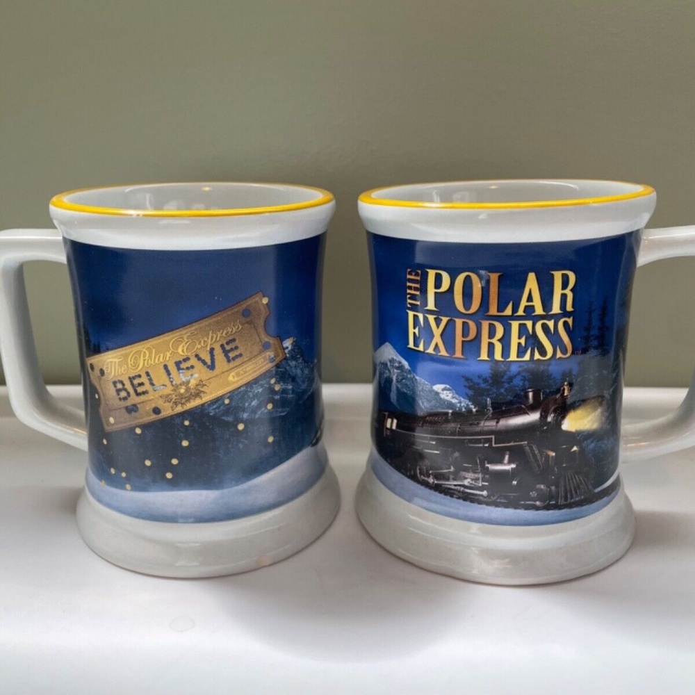 Polar Express Believe Blue With Yellow Rim Mug